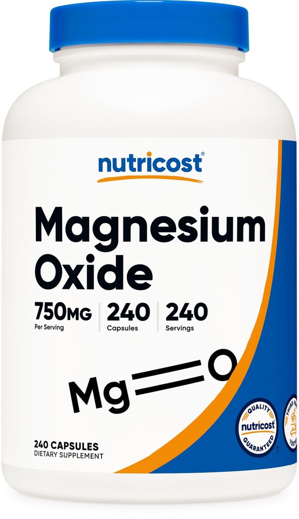 Nutricost Oxyde de magnésium 750mg, 240 Capsules - 420mg de magnésium, non-OGM, sans gluten