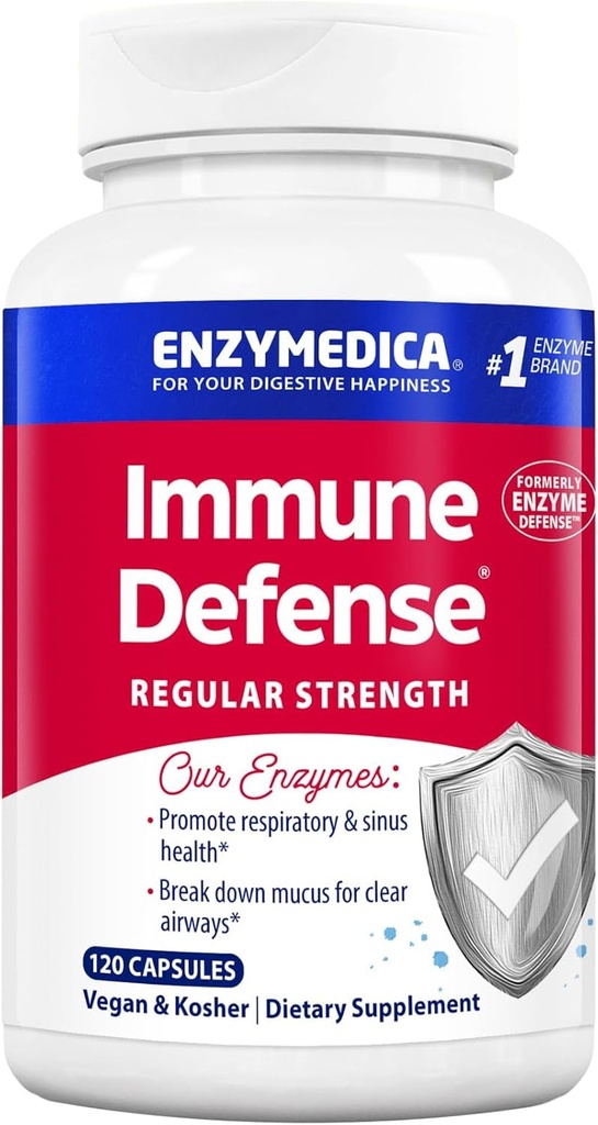 Enzymedica, Immune Defense, Force régulière, Enzymes protéolytiques pour le support immunitaire, 120 Compte