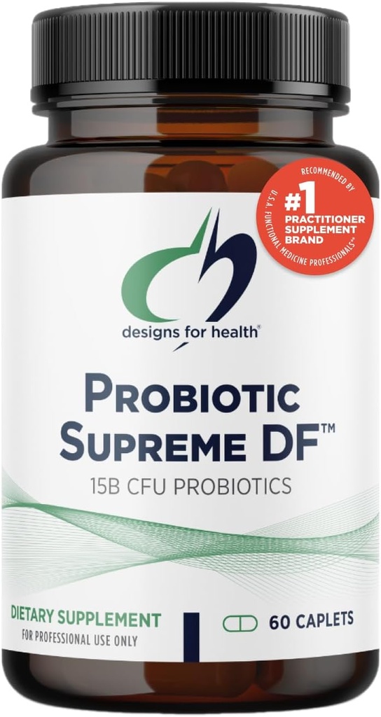 Conceptions pour la santé Probiotique suprême DF - 15 milliards CFU Probiotique sans lait avec Acidophilus + Bifidobacterium Longum, GI + Supplément de soutien immunitaire ou Adultes, Hommes + Femmes (60 Caplets)