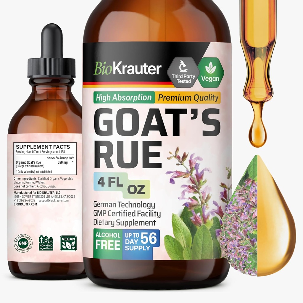 BIO KRAUTER Chèvres Rue Supplément d'allaitement Teinture - Vegan, Alcool & Sugar Free Drops 4 Fl.Oz.