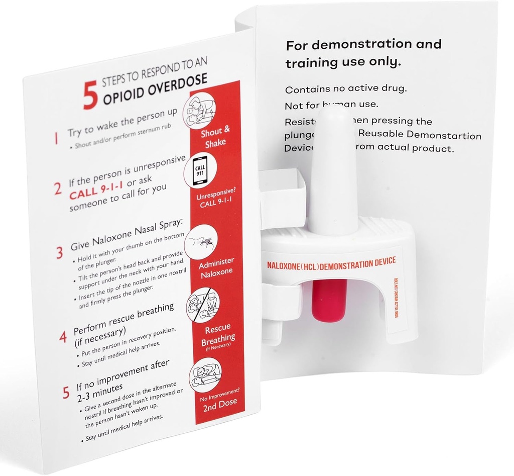 Dispositif d'entraînement pour la pulvérisation de naloxone nasale pour l'utilisation dans la formation des premiers soins pour la surdose d'opiacés Réutilisable.