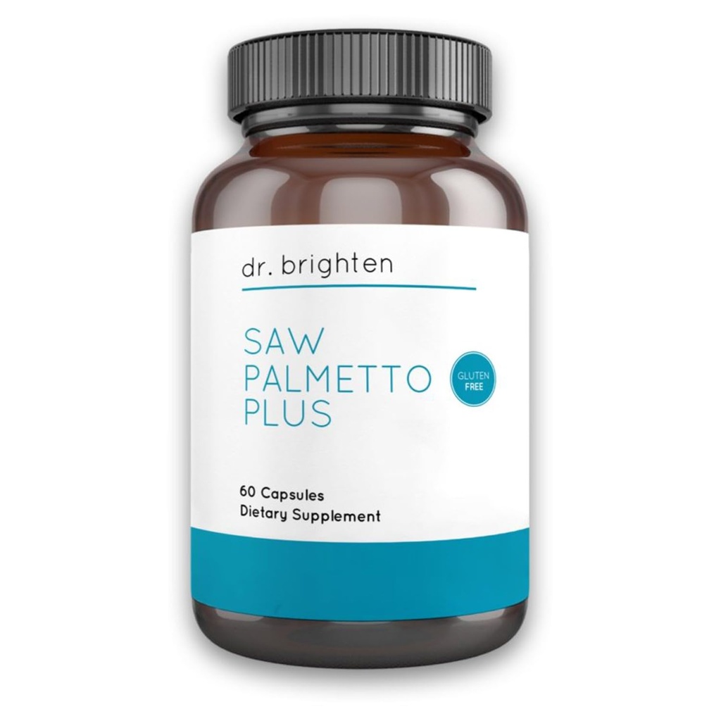 Dr. Brighten Saw Palmetto Plus - Supplément nutritionnel naturel pour les femmes - PCOS Support pour prévenir la perte de cheveux peau huileuse
