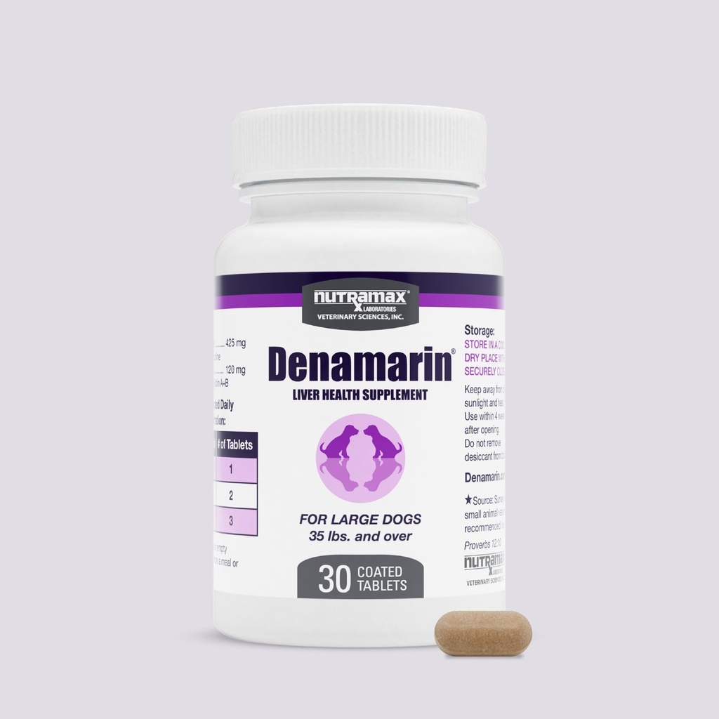 Laboratoires Nutramax Denamarin foie supplément de santé pour les grands chiens - avec S-Adénosylméthionine (SAMe) et Silybin, 30 comprimés (paquet de 1)