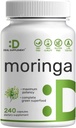 Moringa Capsules 9 000mg Équivalent à base de plantes, 240 Capsules – 4 mois d'approvisionnement – Potence maximale Extrait de feuille de Moringa pure – Supplément vert complet pour l'énergie, la peau et l'immunothérapie