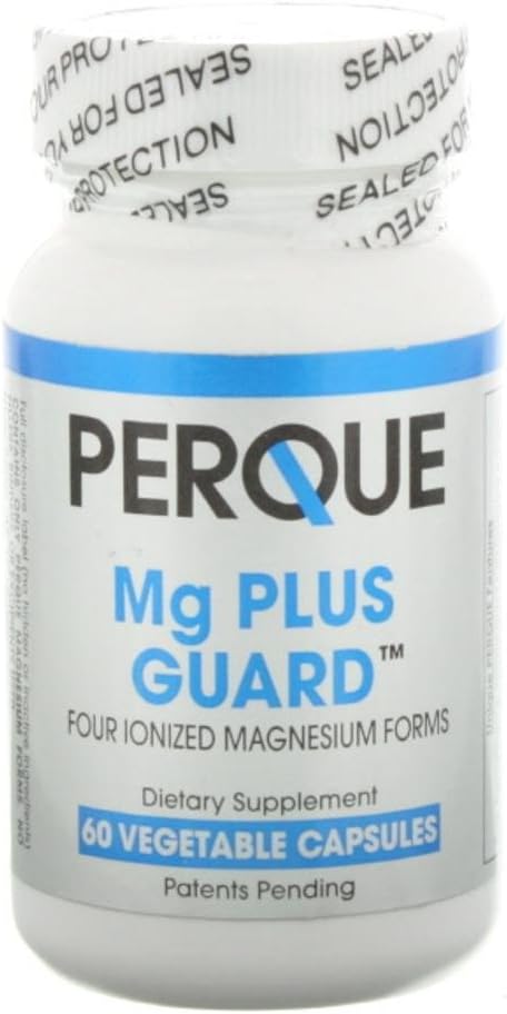 PERQUE Mg Plus Guard Magnésium - Supplément de magnésium à haute absorption avec glycinate, ascorbate et citrate - Soutient la fonction cardiaque et métabolique - Non-OGM, sans gluten -60 capsules végétales