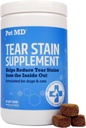 Animal MD Tear Stain Remover pour chiens et chats - Supplément soin des yeux antioxydant avec lutéine, canneberge et oméga 3 et 6 - Cat & Dog Tear Stain Remover Chews pour fourrure blanche et légère - 60 ct