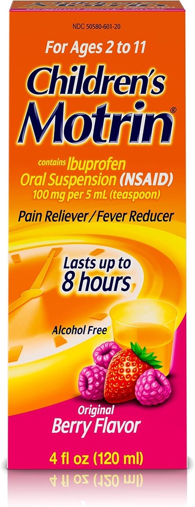Motrin Children's Ibuprofen Oral Suspension Original Berry Flavor - 4 oz, Pack of 3
