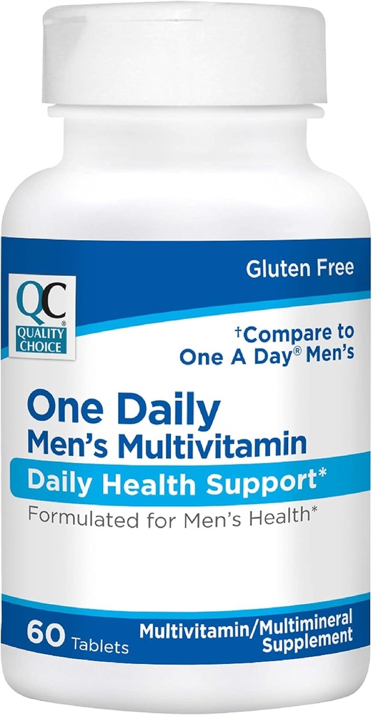 Choix de qualité Hommes Une multivitamine quotidienne avec des vitamines A C D E B (1, 2 et 6) et des suppléments minéraux dans 60 bouteilles de comptage