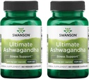 Swanson Ultimate Ashwagandha KSM-66 - Supplément à base de plantes pour soutenir des niveaux de stress et de relaxation sains - Formule naturelle pour promouvoir un mental calme et détendu - (60 Capsules de Veggie, 250mg chacune) (2 Pack)