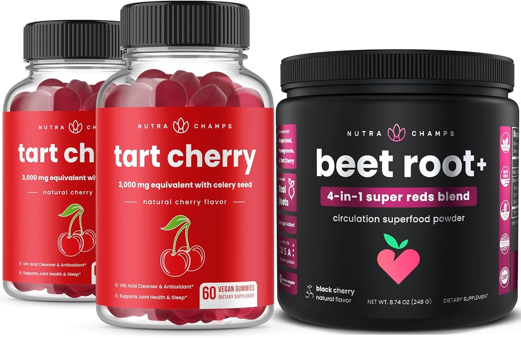 NutraChamps Tart Cherry (2 Pack) et poudre de racines de betteraves