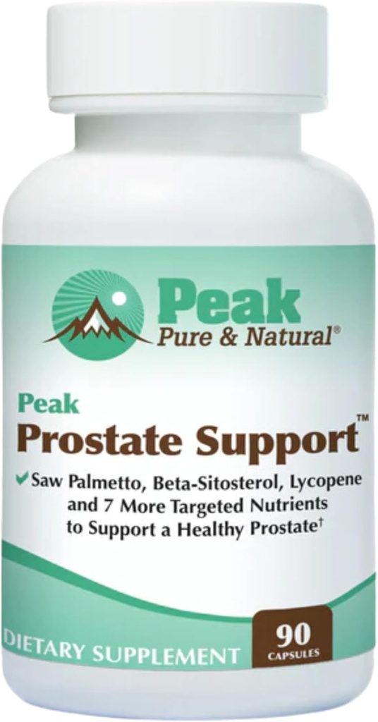 Peak Prostate Support - Suppléments naturels de la prostate pour les hommes avec Saw Palmetto, Beta-Sitosterol, Lycopène et 7 nutriments ciblés - Promotion de la santé de la prostate et de la santé urinaire (90 capsules)