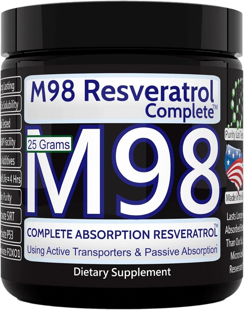 M98 Resvératrol Complete (M98-RC) - Mieux que super micronisé - Poudre pure - 25 grammes