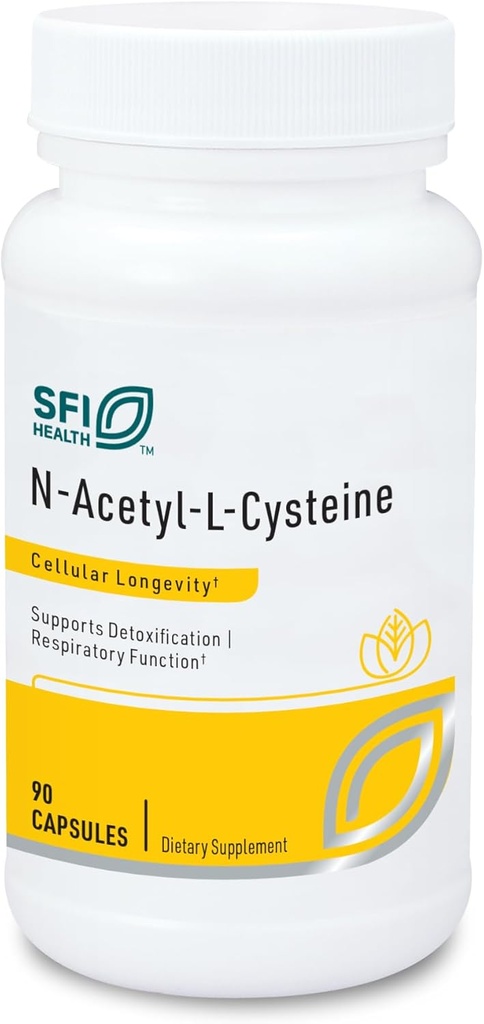 Klaire Labs SFI Health N-Acetyl-L-Cysteine 500mg - Amino Acid Glutathione Precursor NAC - Supplement to Support Cellular Antioxidant Protection - Hypoallergenic, Soy-Free, Corn-Free (90 Capsules)