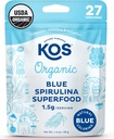 KOS USDA Poudre de Spiruline Bleue Biologique, Phycocyanine - Vegan Algae Superfood - Coloration des aliments naturels pour smoothies et boissons protéiques, à base végétale, non OGM - 27 portions