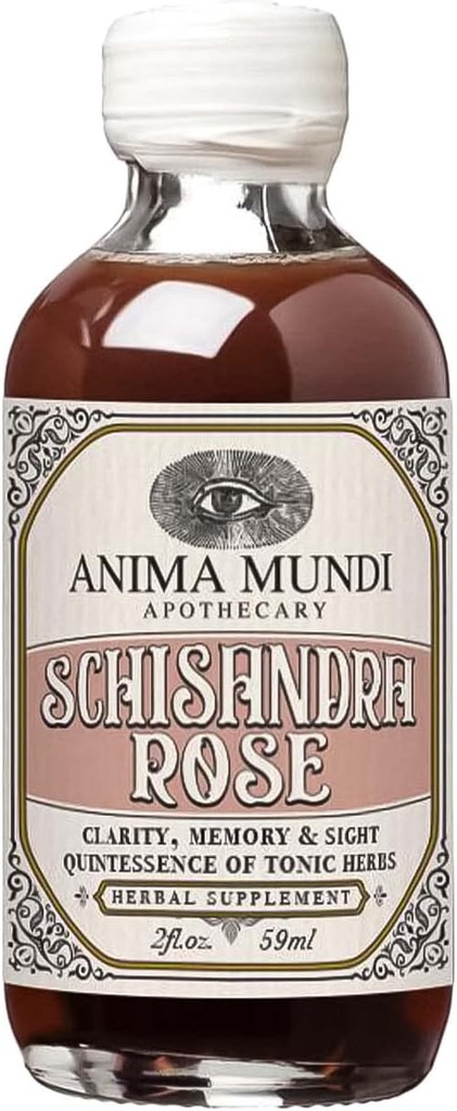 Anima Mundi Apothecary Schisandra Rose Elixir - Liquid Schisandra Berry Adaptogen Supplement with Wildcrafted Rose Petals for Liver and Kidney Support - Anima Mundi Beauty Supplements (2oz / 59ml)