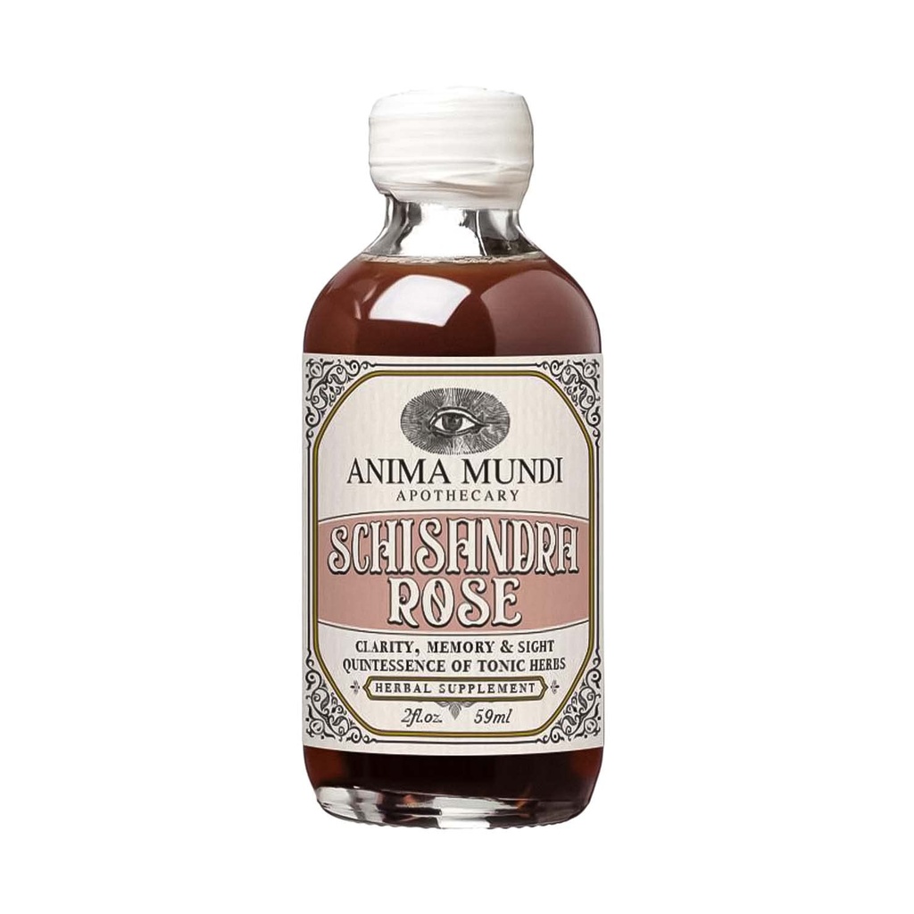 Anima Mundi Apothecary Schisandra Rose Elixir - Supplément Adaptogène Schisandra Berry liquide avec des pétales de Rose Wildcrafted pour le foie et le rein - Anima Mundi Beauty Suppléments (2oz / 59ml)