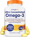 OmegaVia Ultra concentré Omega 3 Huile de poisson sans Burpless, 60 Softgels, Suppléments d'huile de poisson Omega 3 Triple Strength, 1135 mg Pure Omega3, Pas de Burps Poissonux, Haute EPA DHA DPA, IFOS 5-Star