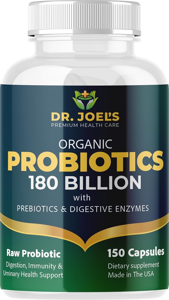 Probiotiques organiques 180 milliards CFU - 40 souches Probiotiques végétaliens + Prébiotiques + Enzymes digestifs - Santé Gut & Immune - 100% Pure, maximum de puissance et plateau stable - Fabriqué aux États-Unis