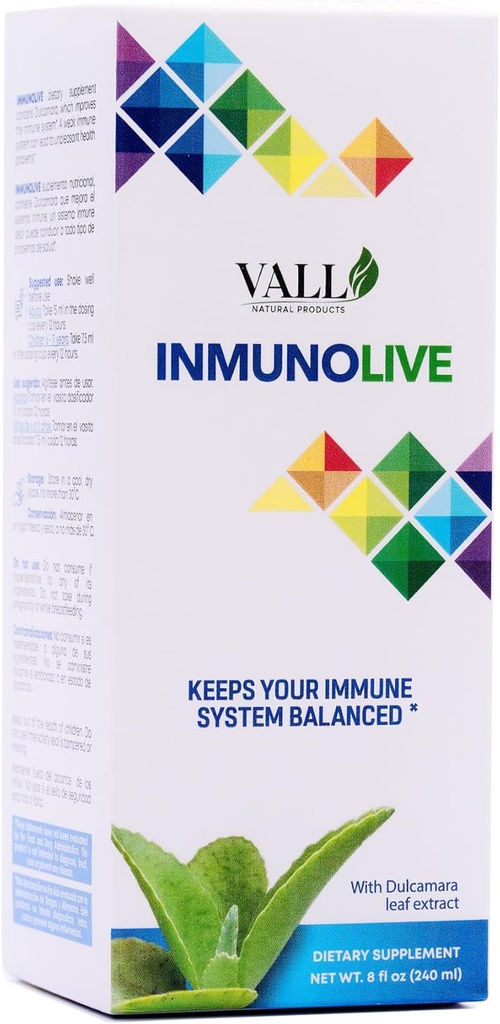 Vall-Inmunolive - Alfalfa et Dulcamara Solution buvable - 8 fl oz (240 ml) Bouteille - Natural Dulcamara & Alfalfa Extrant antioxydant Support - Dosage liquide mesuré avec durée de conservation de 24 mois