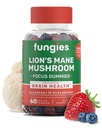Fungies Mushroom Mane du Lion Gummies, Mixed Blueberry & Strawberry Flavor - Supplément de champignons Gummy pour adultes et enfants soutient la santé cérébrale, fonction cognitive, focus, mémoire et humeur, 60 services