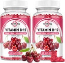 Vitamine B12 Gommies - 5000 mcg de méthylcobalamine avec fer, vitamine C, D3 et folate, soutien énergétique et métabolisme, Immune, B-12 Complex Chewable Supplément pour hommes et femmes, 120 Compte, 2 Pack