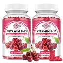 Vitamine B12 Gommies - 5000 mcg de méthylcobalamine avec fer, vitamine C, D3 et folate, soutien énergétique et métabolisme, Immune, B-12 Complex Chewable Supplément pour hommes et femmes, 120 Compte, 2 Pack