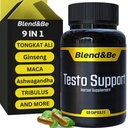 Soutien de testo Blend&Be Exclusivité Supplément alimentaire à base de plantes Tongkat Ali, Fenugreek, Ginseng, Maca, Ashwagandha, Spirulina Tribulus, Black Seed et Cinnamon.+ ★Livre électronique gratuit ★