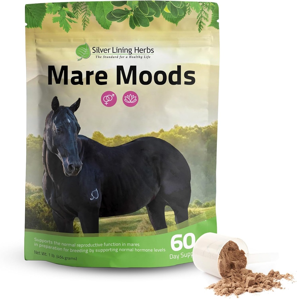 Silver Lining Herbs Mare Moods Horse Calming Supplement - Natural Hormone Balance & Calm for Horses - Herbal Horse Supplements for Mood & Reproductive Support - 1 lb 60-Day