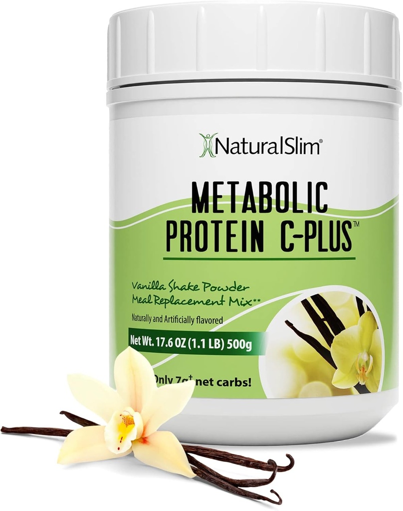NaturalSlim Protéine Poudre avec Vitamines et Minéraux Métabolique C-Plus - Poudre de remplacement de repas Fortifiée avec Vitamine C, Zinc et Amino Acid - Chocolate Protéine Poudre 10 portions 1,1 lb.