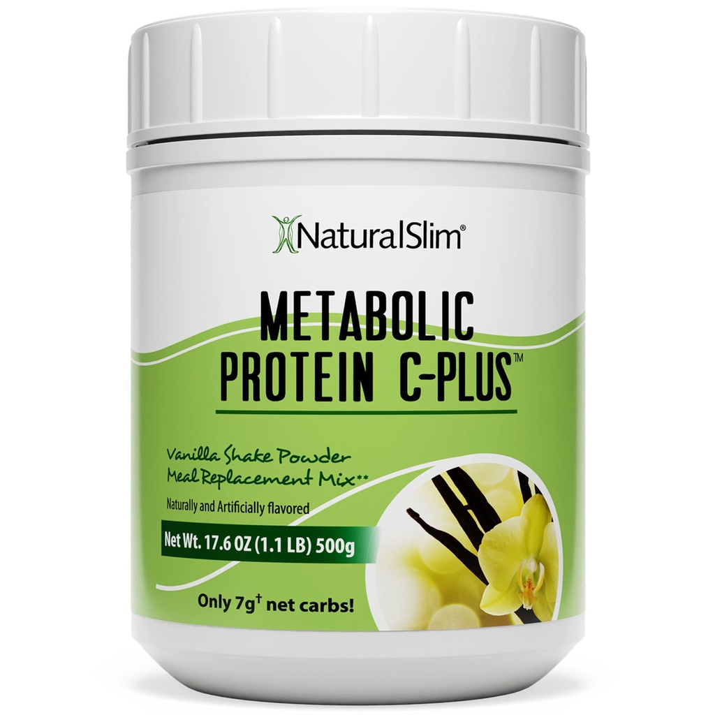 NaturalSlim Protéine Poudre avec Vitamines et Minéraux Métabolique C-Plus - Poudre de remplacement de repas Fortifiée avec Vitamine C, Zinc et Amino Acid - Chocolate Protéine Poudre 10 portions 1,1 lb.