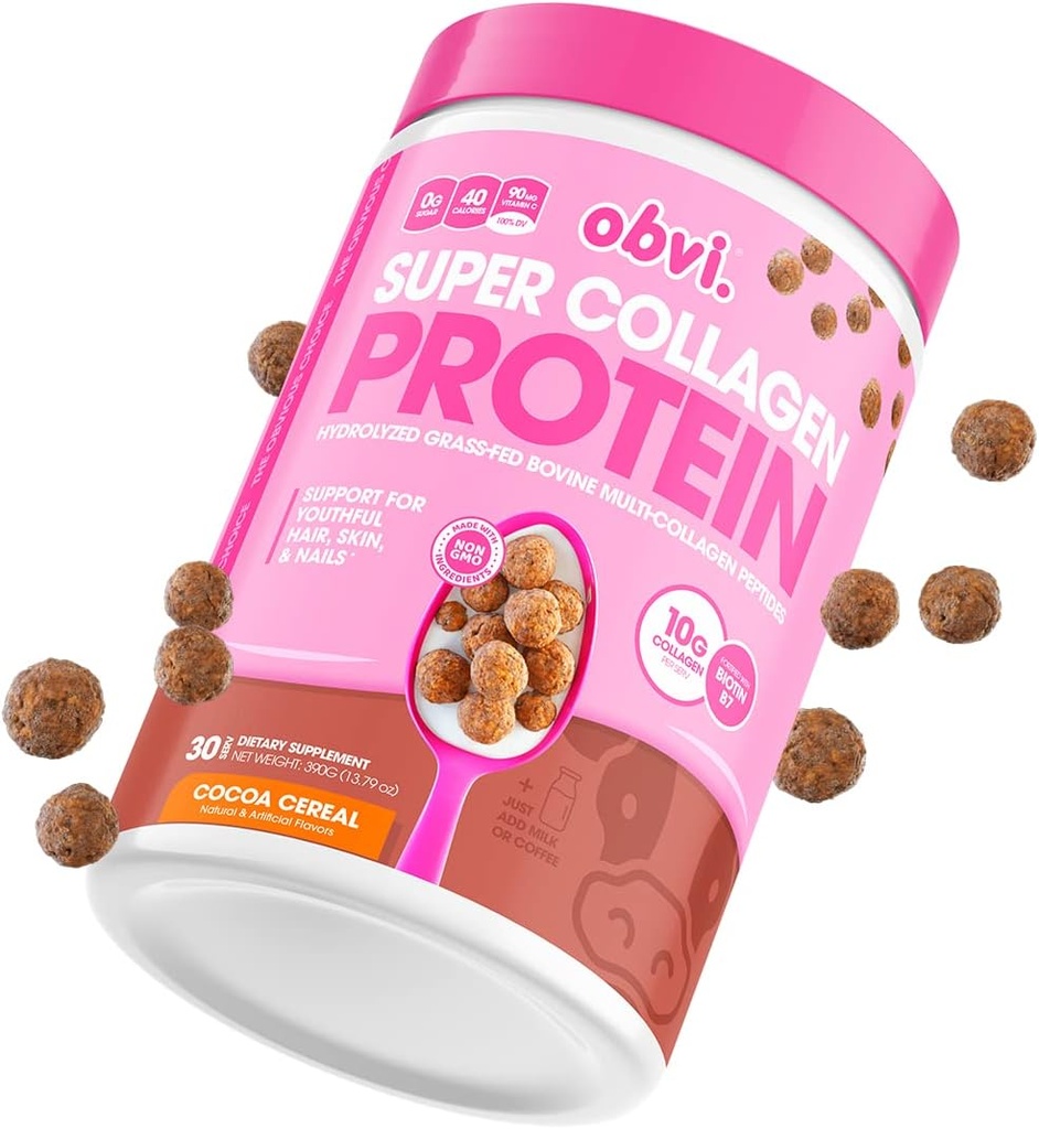 Obvi Multi-Collagen Super Protein Powder (Céréales Chocolat, 14 Oz)