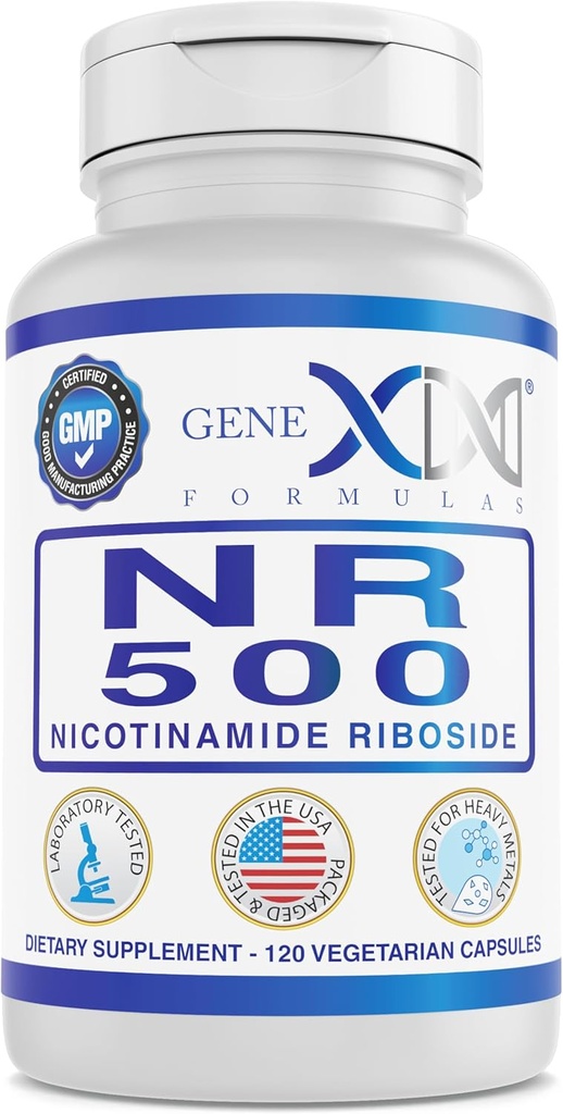 Formules de Genex NR Nicotinamide Riboside 500mg/Serveur (120 capsules) Précurseur NAD+ pour le vieillissement en santé - BPF-certifié, non OGM, sans gluten, végétarien (1 paquet)