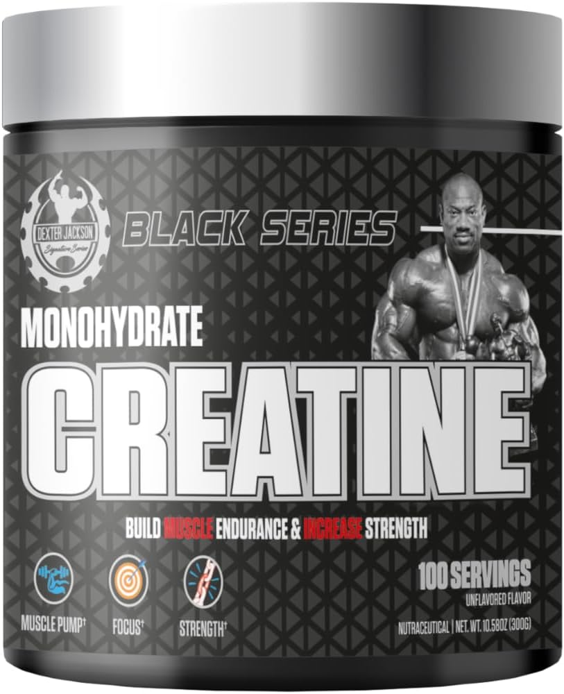 Série noire Monohydrate de créatine (300g) 100 portions Premium Micronized Creatine for Strength, Muscle Growth & Recovery