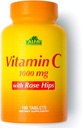 ALFA VITAMINS Vitamine C avec HIPS Rose avec 1000 mg Vitamine C par portion - Antioxydants et immunosupport + soutient une peau et des articulations saines - Non OGM, végétalien, sans gluten, sans lait - 100 Comprimés