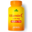 ALFA VITAMINS Vitamine C avec HIPS Rose avec 1000 mg Vitamine C par portion - Antioxydants et immunosupport + soutient une peau et des articulations saines - Non OGM, végétalien, sans gluten, sans lait - 100 Comprimés
