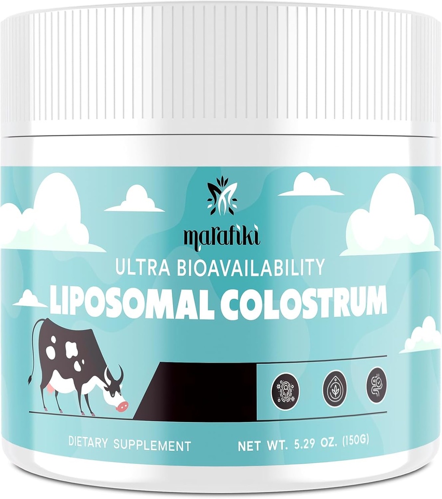Marafiki Liposomal Bovine Colostrum Supplement - Grass Fed Colostrum Powder - High Bioavailability, Easy to Mix (60 Servings)