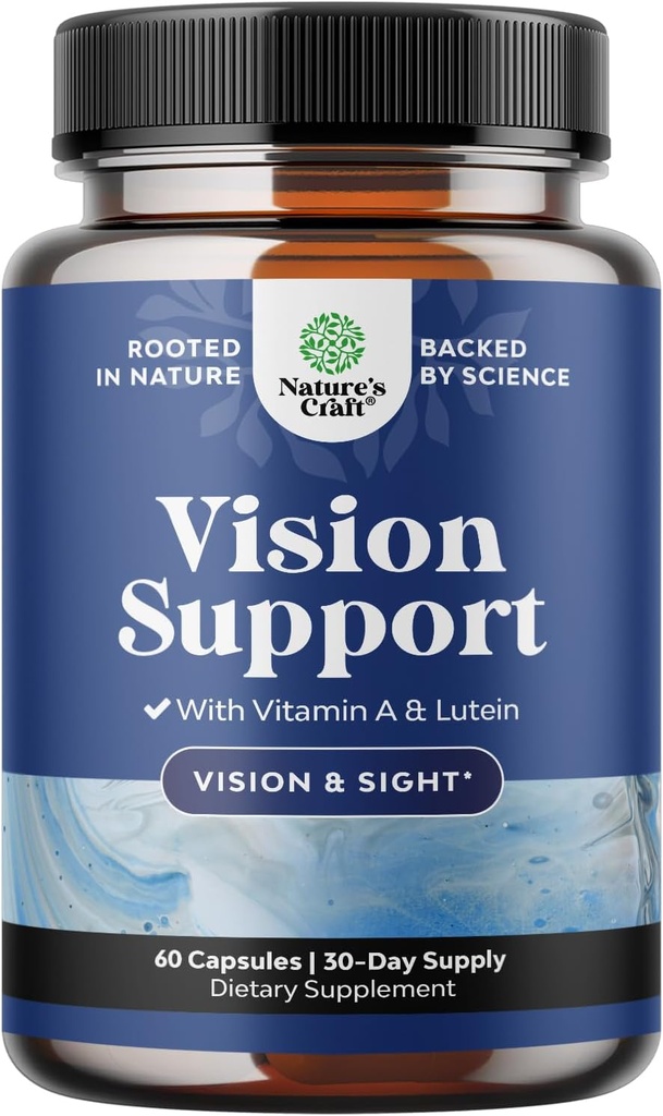 Supplément complet pour la santé des yeux pour les adultes - Lutein 20mg par portion de vitamines pour les yeux secs de la vue Pression et protection de la lumière bleue - Supplément pour les yeux pour les adultes avec Beta Carotène pour les yeux