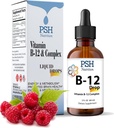 Les gouttes liquides complexes Premium PSH B avec B12 - Booster d'énergie naturelle - Supplément pour l'énergie et Focus Stress Relief et l'énergie et le support immunitaire - 2 fl oz