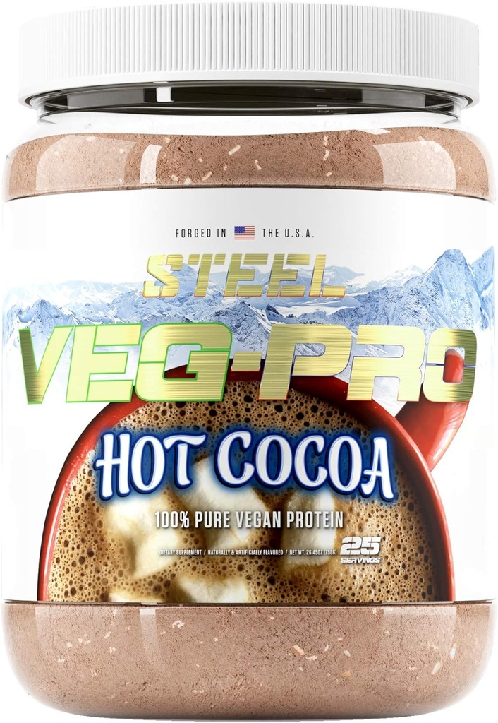 Suppléments en acier Poudre de protéines vegan, cacao chaud, 25 portions (1,65lb)