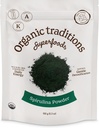 Traditions biologiques Poudre de spiruline biologique Vegan Non-OGM Superfood, 5,3 oz (150g) Sac, 50 portions par sac
