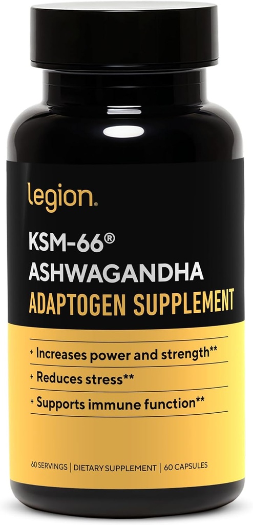 LÉGION KSM-66® Extrait de racine d'Ashwagandha - Supplément de poudre de racine d'Ashwagandha pour améliorer votre humeur, votre sommeil et votre performance athlétique - Extra Strength Extrait de racine d'Ashwagandha (60 portions)