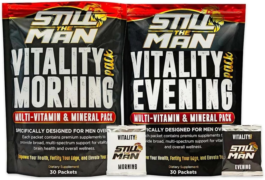 Vitality Box Supplement Bundle for Men Over 40 Essential Vitamins, Minerals, & botanicals, 42 Fruit & Vegetable Blend, for Vitality, & Immune Health.