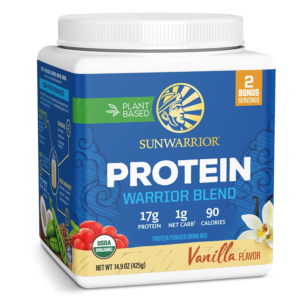 Poudre de protéines organiques à base de plantes - Végétalienne Poudre de protéines organiques Vanille aromatisée avec des acides aminés BCAA et des graines de chanvre Mélange de pois , non-OGM, sans gluten (Vanilla, 17 portions)