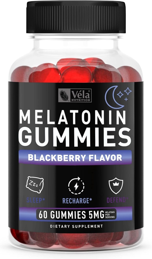 Melatonine Black Berry Gummies 5mg, Soutien au sommeil nocturne Supplément à croquer