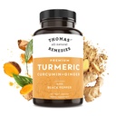 Thomas's all-natural Remedies Curcumine curcuma et gingembre avec poivre noir, complément de soutien à l'articulation curcuma biologique- 95% Curcuma - NO remplissages, Vegan - 120ct