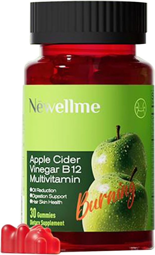 MONTUE Apple Cider Vinegar Gummies B12 Multivitamin,ACV Supplement Gummy Vitamins,Non GMO, Vegetarian Supplement for Women & Men,Support Normal Energy Levels & Gut Health Gummies (30 Gummies)