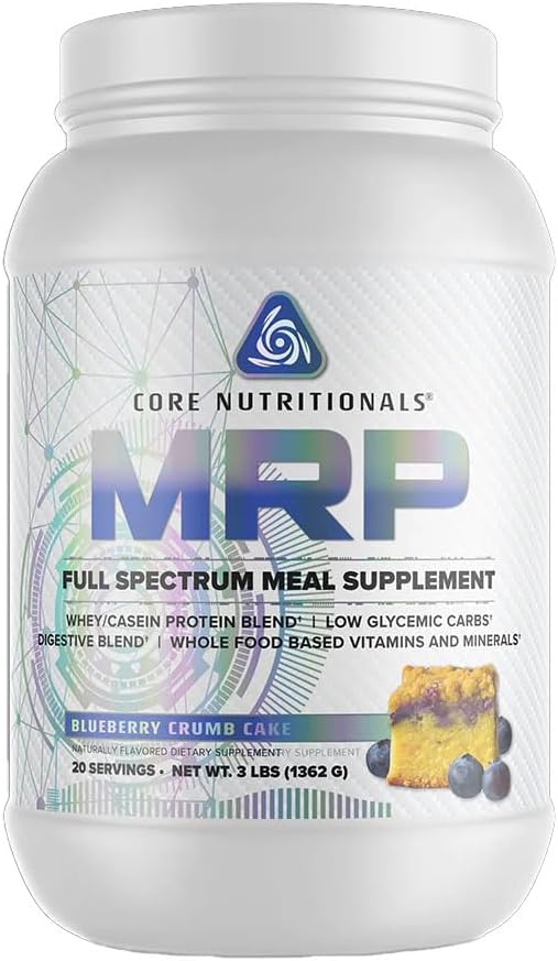 Core Nutritionals Platinum MRP Remplacement complet des repas, libération prolongée pour le soutien de toute la journée de l'acide amino, 27G Protéines, 20 portions (Cake en croûte de bleuet)