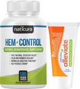 Bundle - Supplément de soutien digestif Vegan-Control (180 comtes) et Allégez la crème naturelle de soulagement des hémorroïdes pour les brûlures, démangeaisons et gonflements (1,7 oz) Plus 2 tubes de taille voyage