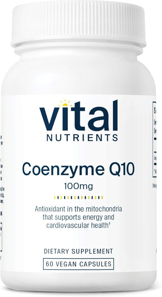 Vital Nutrients CoQ10 100mg | Vegan Supplement | CoEnzyme Q10 from Ubiquinone | Potent Antioxidant to Support Heart Health and Energy Levels* | Gluten, Dairy and Soy Free | Non-GMO | 60 Capsules