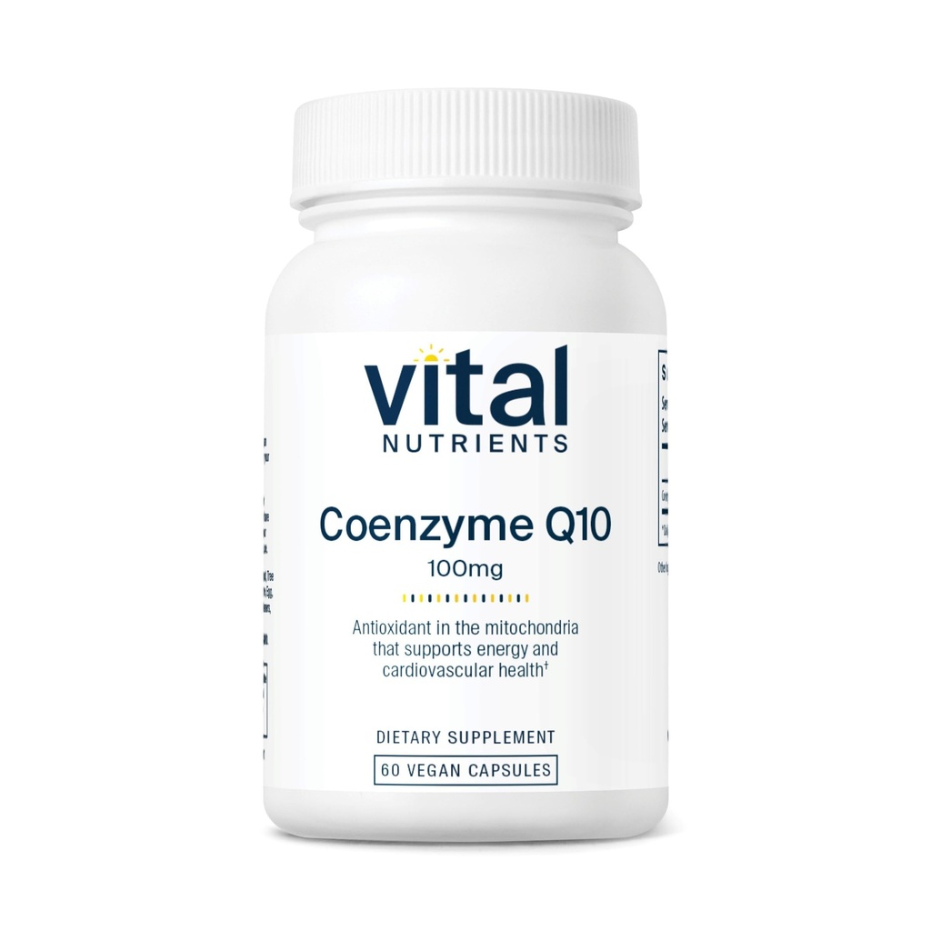 Vital Nutrients CoQ10 100mg - Vegan Supplement - CoEnzyme Q10 from Ubiquinone - Potent Antioxidant to Support Heart Health and Energy Levels* - Gluten, Dairy and Soy Free - Non-GMO - 60 Capsules